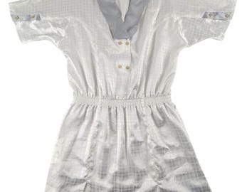 Sukienka tenisowa Adidas w stylu retro z lat 80. w kolorze białym z marszczeniami w talii, rozmiar M, logo Trefoil