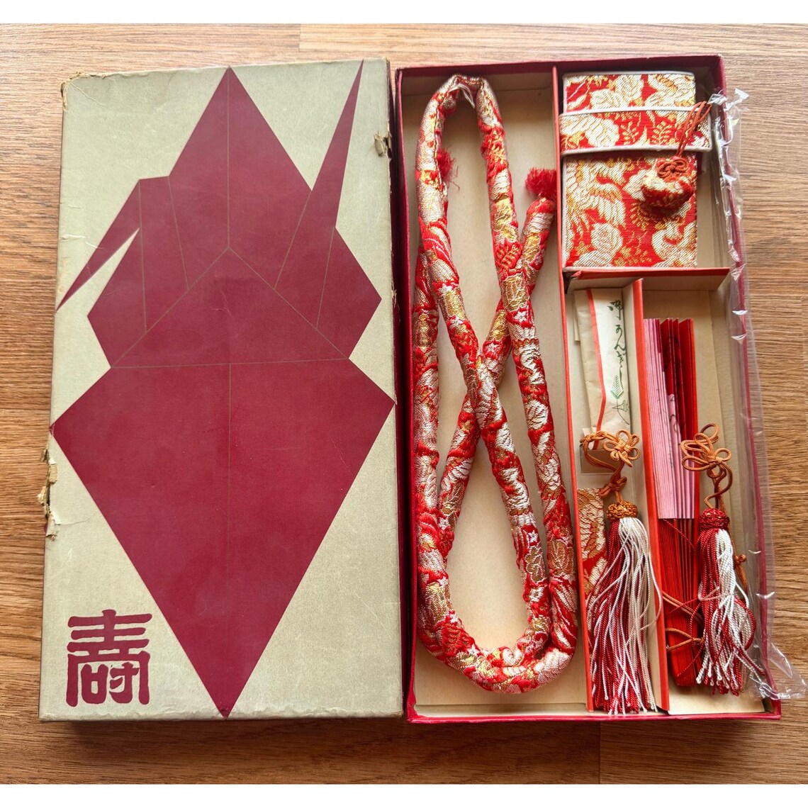 6 pc Hakoseko Set Japanese Boxed Shichi-Go-San Obijime Fan Kanzashi Kaiken