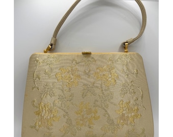 Japanese Clutch Bag Purse Gold Nishiki Kimono Clips Kyoto