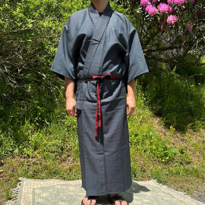 Men's Yukata Navy Blue Kimono from Japan