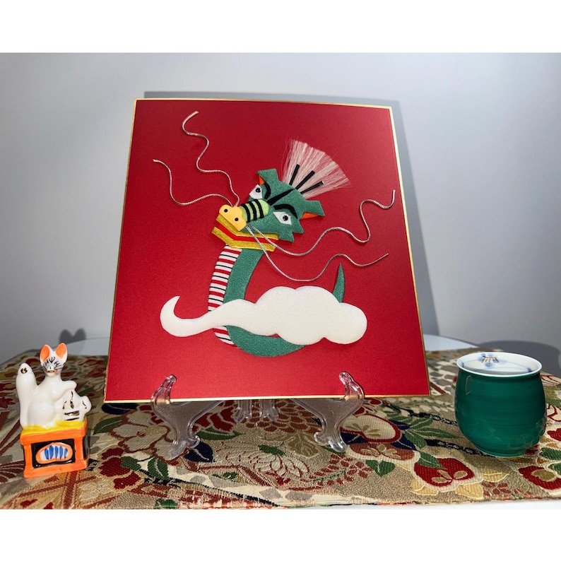 Japanese Oshie Dragon Handmade Applique Art