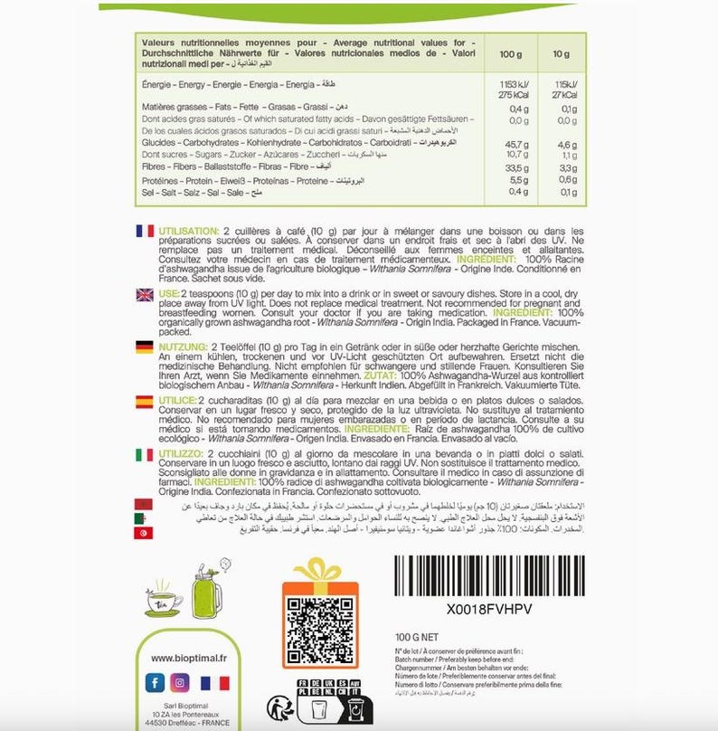 Bio-Ashwagandha-Pulver – Natürliches Superfood zum Stressabbau und zur Energiegewinnung für Ihren Körper Bild 7