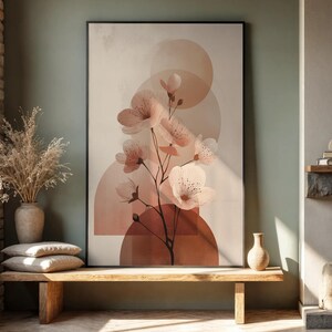 Flower Cherry Blossom Digital Wall Art Print Neutral Botanical Decor