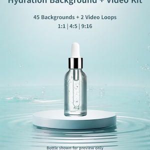 Hydration Hintergrund + Video Kit | 45 frische Schönheit Backdrops + 2 MP4 Loops | Hautpflege Produkt Kulissen
