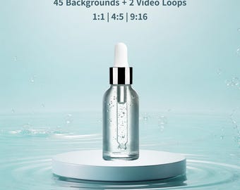 Hydration Background + Video Kit | 45 Fresh Beauty Backdrops + 2 MP4 Loops | Skincare Product Backdrops