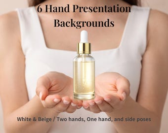 Hand Presentation Backgrounds | 6 JPG Mockup Scenes | White & Beige Digital Download