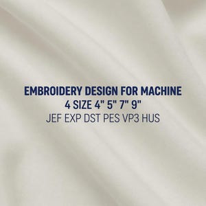 May include: A close-up of a white fabric background with the text "EMBROIDERY DESIGN FOR MACHINE 4 SIZE 4" 5" 7" 9" JEF EXP DST PES VP3 HUS" in dark blue. The image is of a folded, textured fabric.