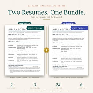 Data Analyst Resume Template | Data Scientist ATS | Word + Docs
