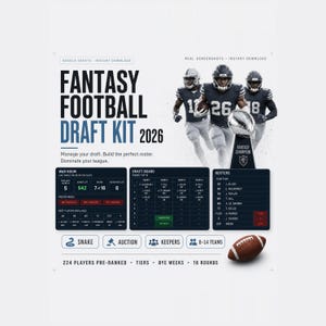 Fantasy Football Draft Board 2026 Google Sheets Draft Kit Cheat Sheet