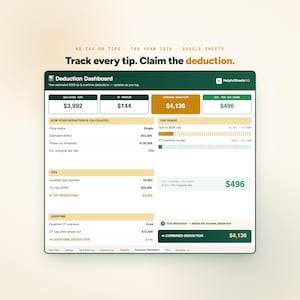 Tip and Overtime Tax Tracker: Server and Bartender