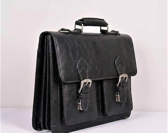 Handmade Tan Leather Briefcase | Slim Document Organizer | Minimalist Work Bag | Messenger Bag