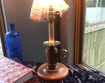 Vintage Roxton Wooden Candlestick Lamp, Colonial Style Table Accent Lighting