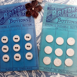 Linen Vintage Buttons, The Briton Card of Buttons, Made in England, on original cards,
