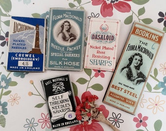 Antique and Vintage Needle Packaging, English needles, Abel Morrall, The Crescent, Morris& Yeomans, Redditch, with original contents,