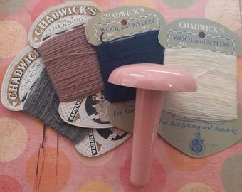 Vintage Wooden Darning Mushroom With Assorted Mending Wool - Etsy UK