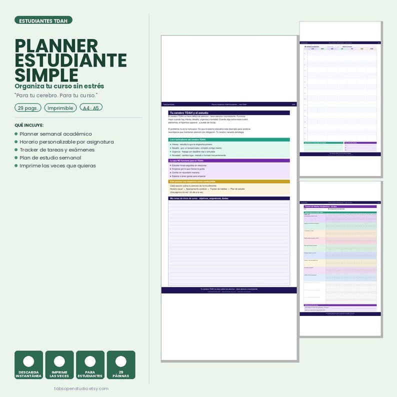 Academic Planner for ADHD Brains | Study Schedule, Exam Countdown (PDF Download) image 8