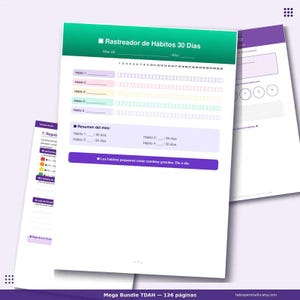 May include: A set of printable habit trackers in Spanish, featuring a green and white header with the text "Rastreador de H&aacute;bitos 30 D&iacute;as." The pages include sections for tracking habits, a monthly summary, and the phrase "Los h&aacute;bitos peque&ntilde;os crean cambios grandes. D&iacute;a a d&iacute;a."