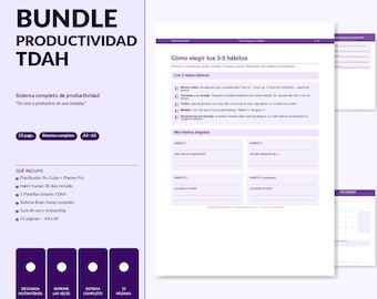 Productividad TDAH Bundle | Habit Tracker, Planner Pro, Burnout Guide (Digital Download)