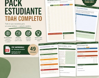 Student ADHD Planner Pack | 49-Page Printable Study System (PDF Download)