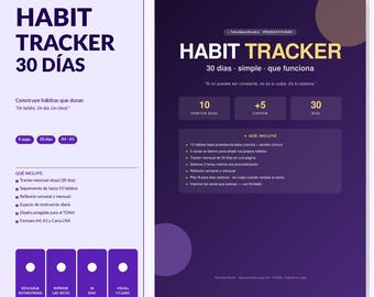 Habit Tracker 30 Days | Monthly Productivity Planner (Digital Download)