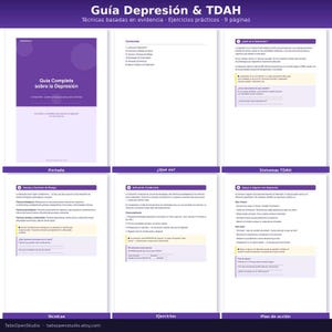 Guía Depresión Adultos PDF | Autocuidado Días Grises Español | Salud Mental Imprimible | Cerebro TDAH Depresión Herramientas Prácticas