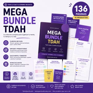 Mega Bundle TDAH Planner | 136 Page Spanish Executive Function Kit (PDF Download)