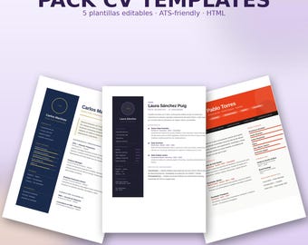 Editable HTML CV Templates Pack | ATS-Friendly Professional Resumes (pdf Download)