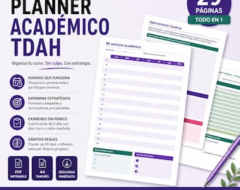 Academic Planner for ADHD Brains | Study Schedule, Exam Countdown (PDF Download)