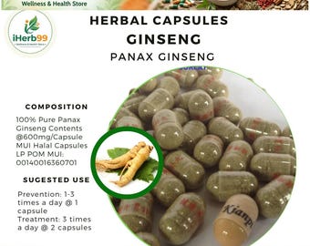 Gélules de ginseng asiatique pur biologique (Panax Ginseng) : herbes naturelles indonésiennes fabriquées dans la nature