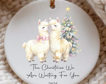 Llama Expecting Parents Christmas Ornament 2025, Our Christmas Waiting for You, Pregnancy Announcement Ornament, Baby Coming Soon Gift