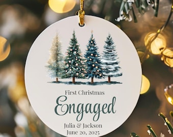 Christmas Engaged Ornament, Engaged Christmas Ornament, Custom Engagement Keepsake, Personalized  Christmas Engaged Ornament