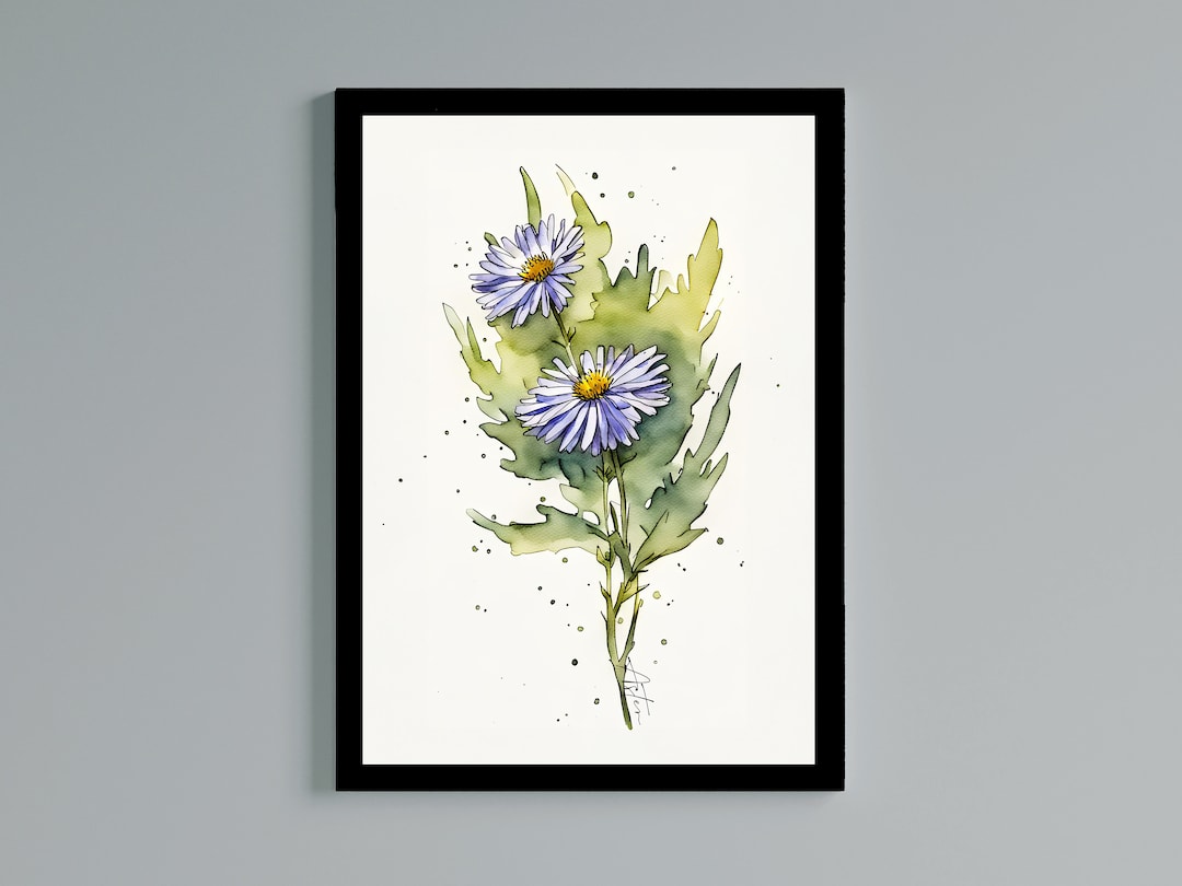 Aster September Birth Month Flower, September Birth Month Flower Print ...
