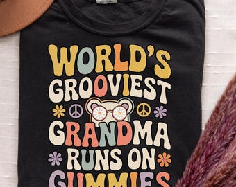 Grooviest Grandma Unisex T-shirt, Gummies Lover Gift, Graphic Tee, Grandmother Shirt, Retro Design, Fun Grandma Shirt