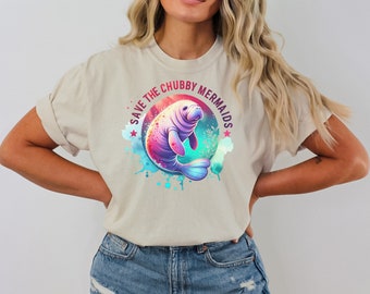 Chemise lamantin Save The sirènes style inspiré de l'océan Mermaidcore Ocean Animal ShiirtProtect The habitants Beachy Tshirt Chemise sirène