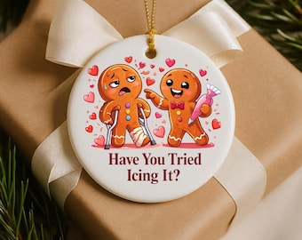 Have You Tried Icing It Gingerbread Man Ornament Funny Decor 2026 Gift for Injured Friends Broken Leg Humor Physical Therapy Holiday