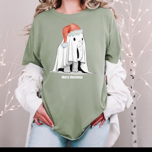 Christmas Ghost Elephant Christmas Shirt Funny Christmas T-Shirt Cute Spooky Season Christmas Elephant T-Shirt