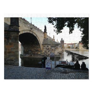 Prague Charles Bridge Photo Jigsaw Puzzle with Tin