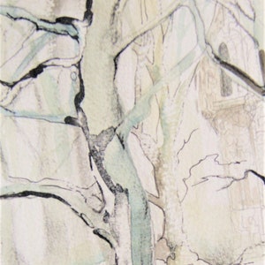 Woodland scene original pen and ink trees