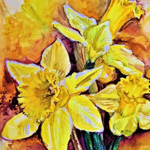 Daffodil painting original watercolor