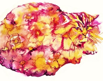 Cat painting original watercolor