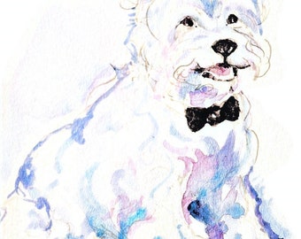 Westie dog painting original watercolor