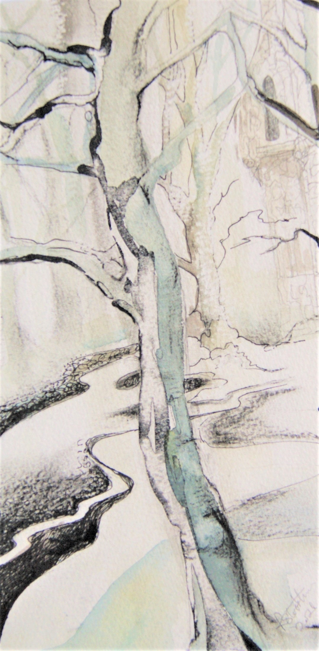Woodland Scene Original Pen and Ink Trees - Etsy