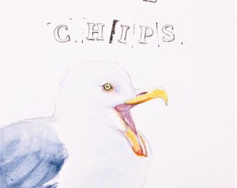 Seagull painting original watercolor