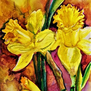 Daffodil painting original watercolor