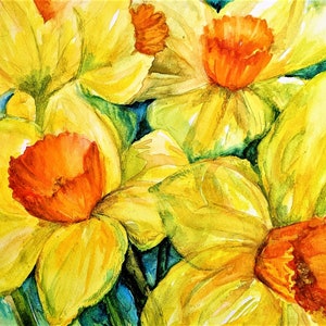 Daffodil flower painting original watercolor