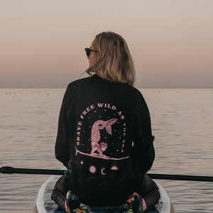 Sunfaded Black 'Mystic Mermaid' Womens Slogan Sweatshirt by ART DISCO