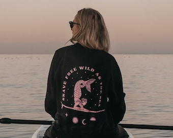 Sunfaded Black 'Mystic Mermaid' Womens Slogan Sweatshirt by ART DISCO