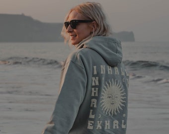 Sunfaded Seafoam Green 'Inhale Exhale' Hoodie by Art Disco