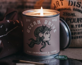 Hand Poured 'Ocean Drive' Soy Wax Scented Candle by Art Disco