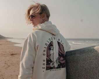 Hooded 'Surfing Siren' Mermaid Sweatshirt Hoodie in Coconut Milk by Art Disco